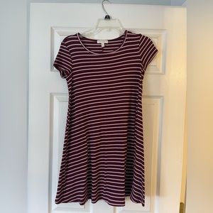 Maroon striped T-shirt dress